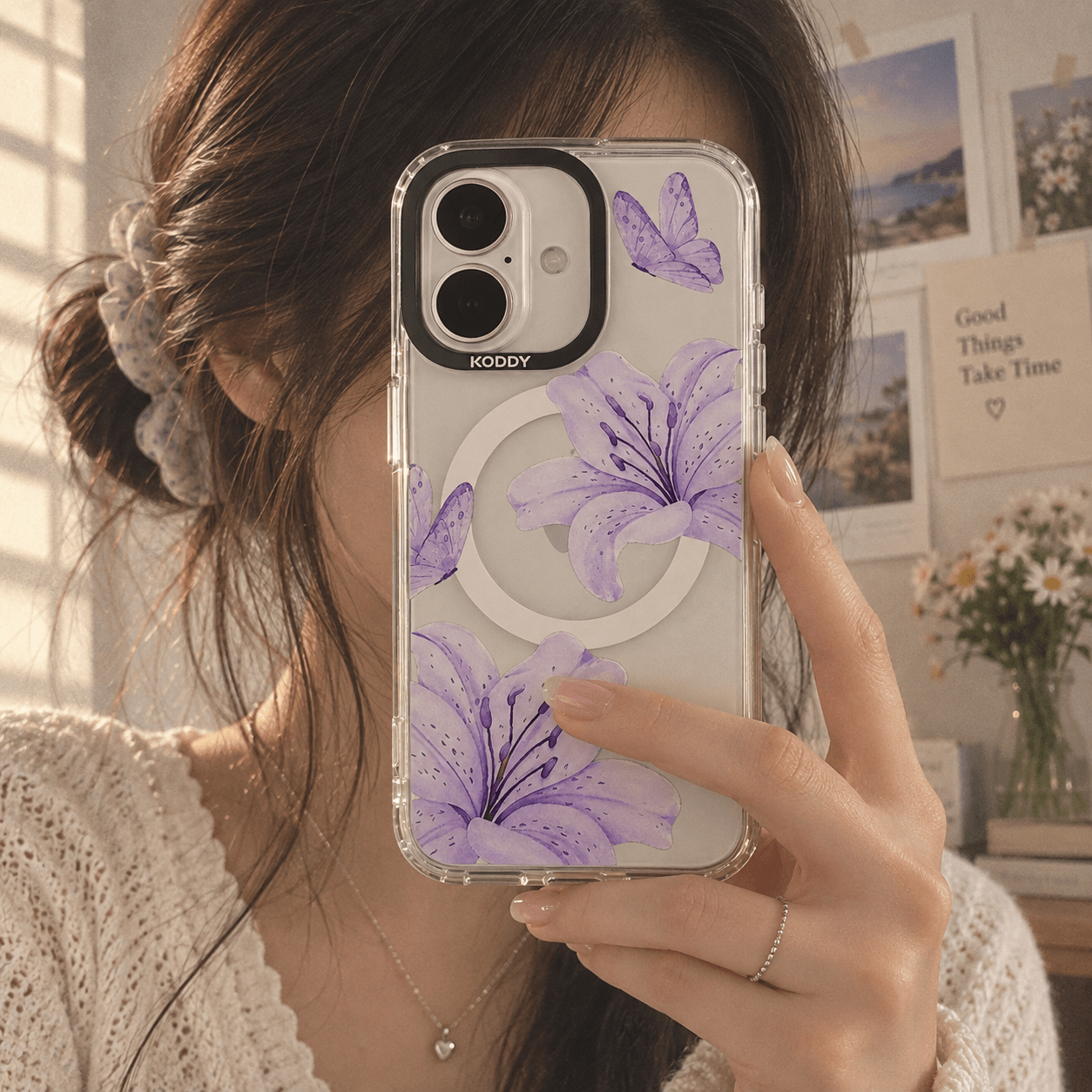 Purple Lily Aesthetic Floral iPhone Case-KODDY aesthetic iphone case UK