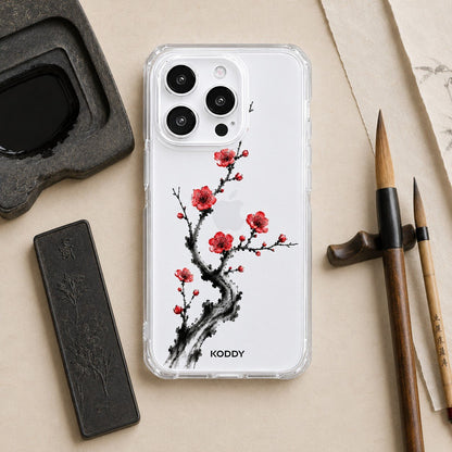 Red Plum Blossom Korean Ink Painting Phone Case-KODDY aesthetic iphone case UK