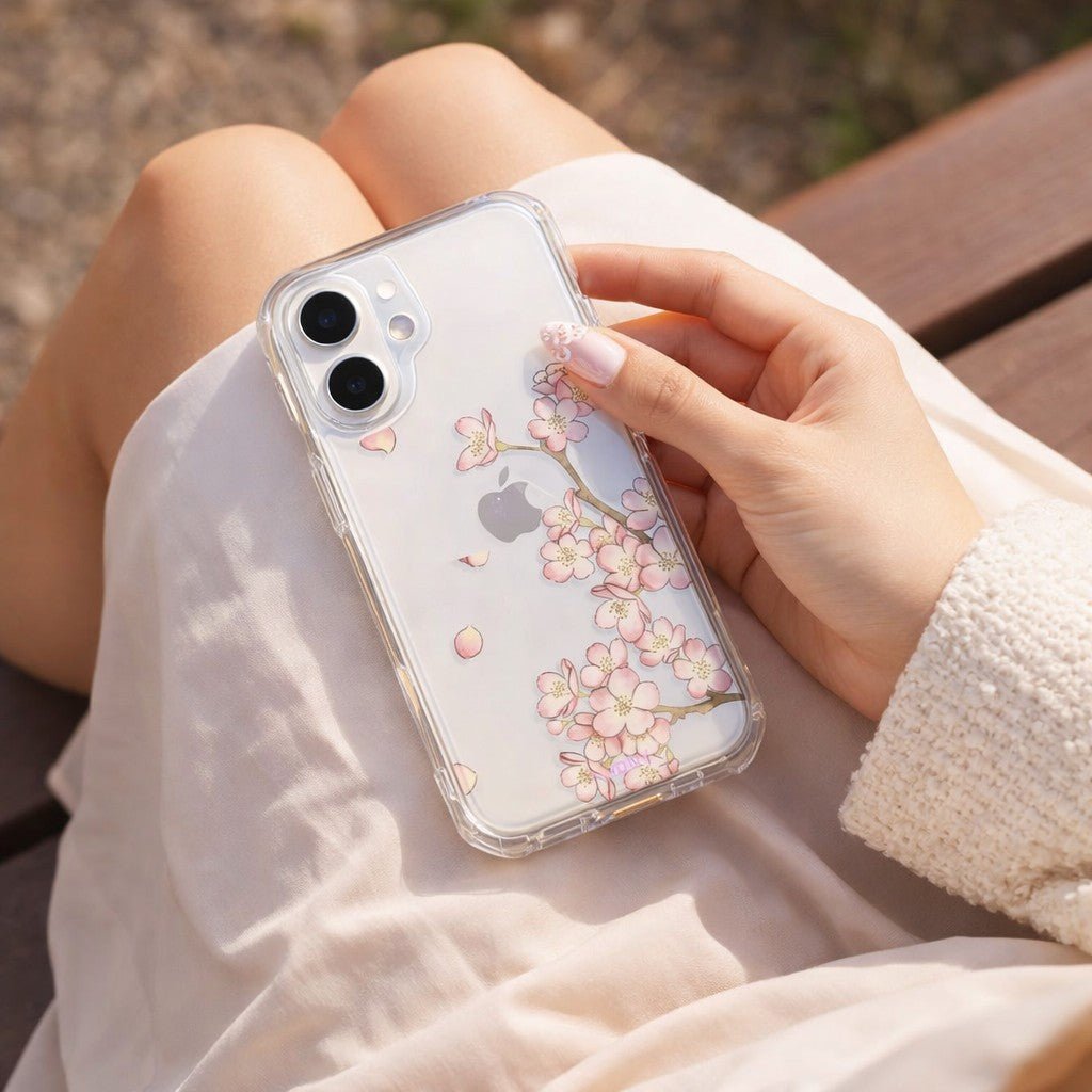 Romantic Pink Cherry Blossom Clear Phone Case - KODDY aesthetic iphone case UK