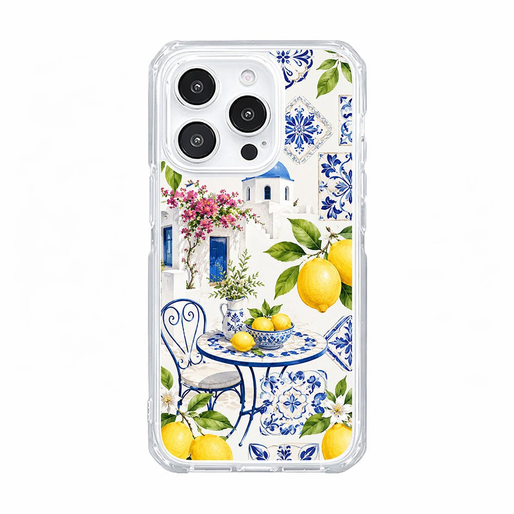 Santorini Lemon Blue Tile Phone Case-KODDY aesthetic iphone case UK