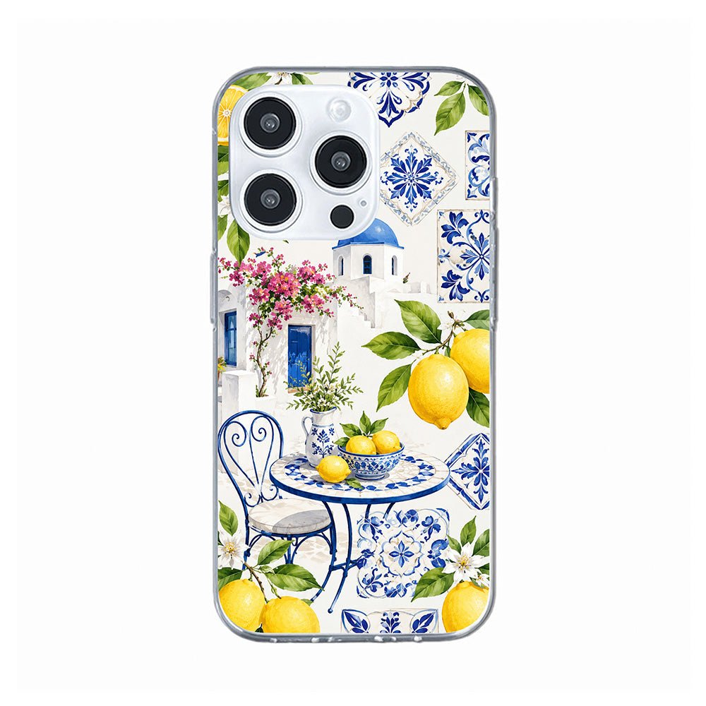 Santorini Lemon Blue Tile Phone Case-KODDY aesthetic iphone case UK