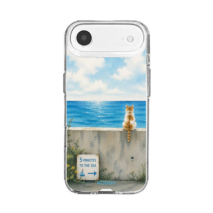 Sea View Cat Clear Phone Case