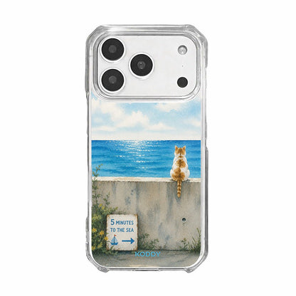 Sea View Cat Clear Phone Case