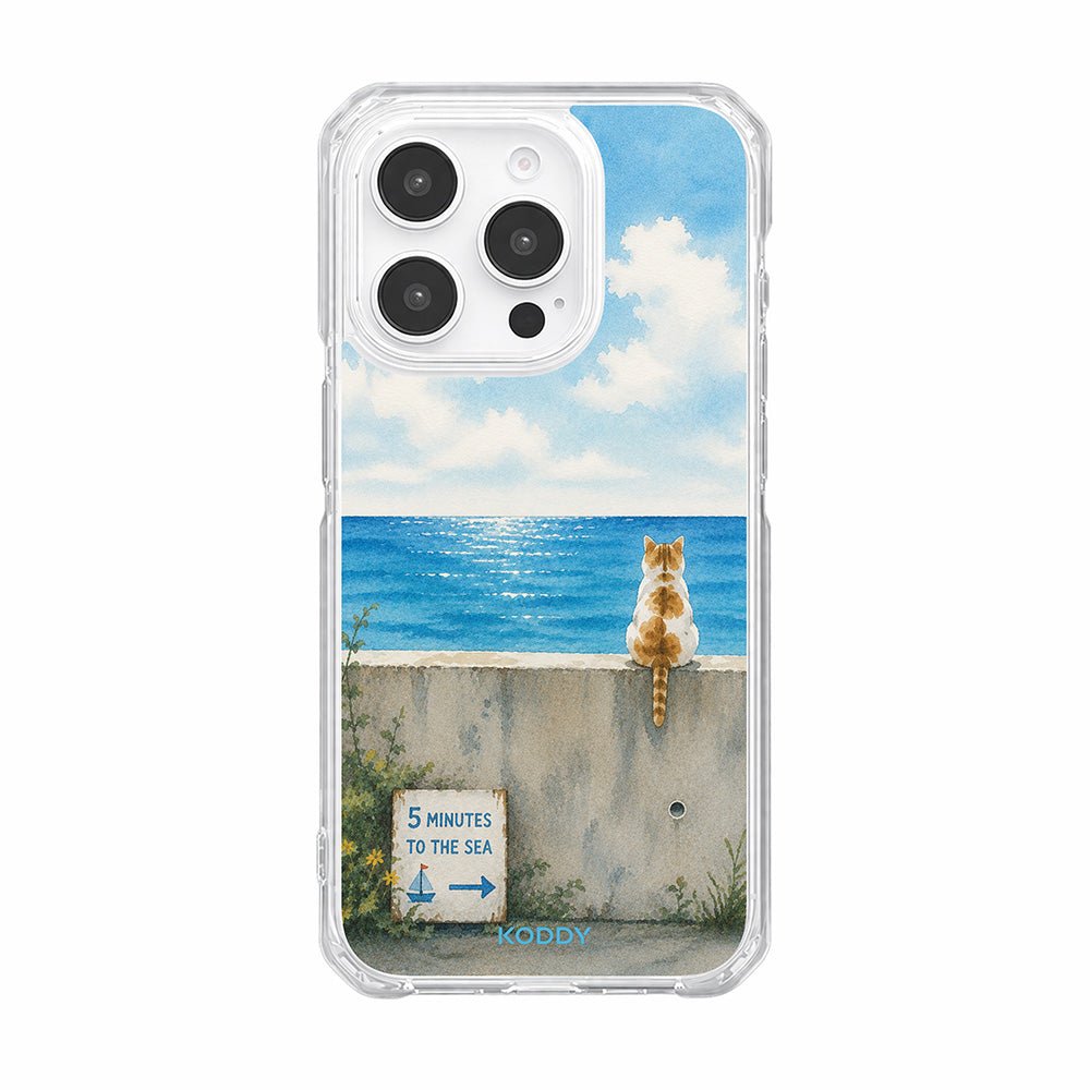 Sea View Cat Clear Phone Case