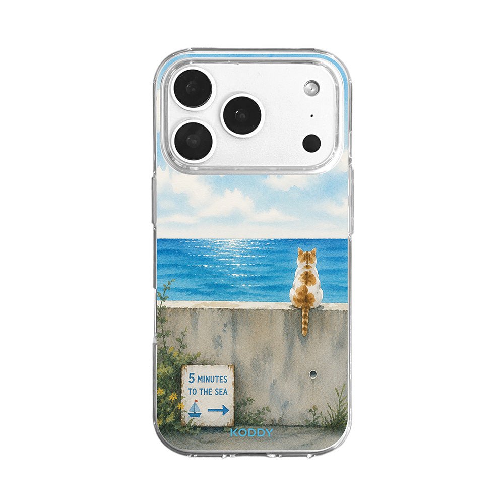 Sea View Cat Clear Phone Case