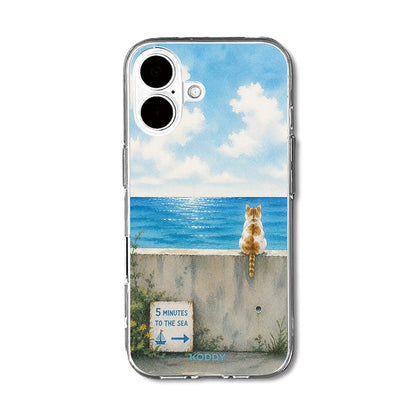 Sea View Cat Clear Phone Case