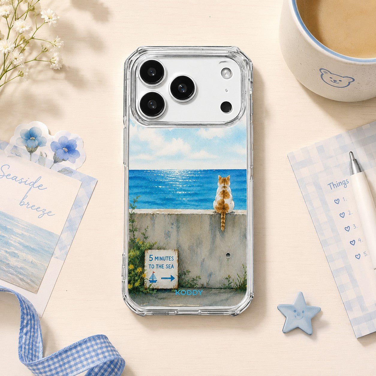 Sea View Cat Clear Phone Case - KODDY aesthetic iphone case UK