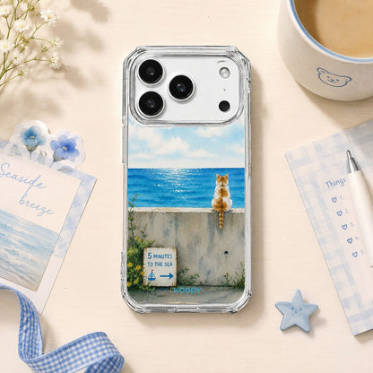 Sea View Cat Clear Phone Case - KODDY aesthetic iphone case UK