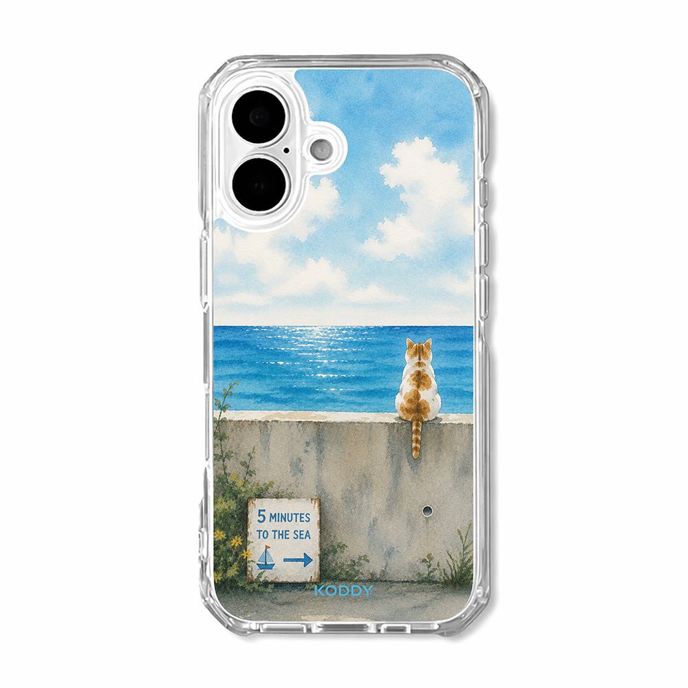 Sea View Cat Clear Phone Case