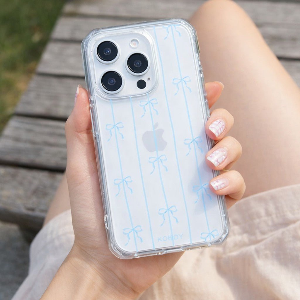 Sky Blue Ribbon Stripe Phone Case - KODDY aesthetic iphone case UK