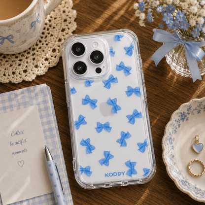 Small Blue Fluffy Ribbon Bows Phone Case-KODDY aesthetic iphone case UK
