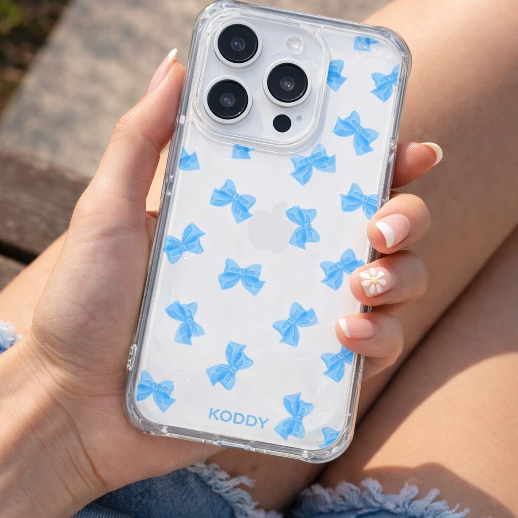 Small Blue Fluffy Ribbon Phone Case - KODDY aesthetic iphone case UK