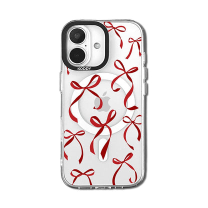 Stylish Petite Red Ribbon Bows iPhone Case