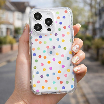 Textured Crayon Style Pastel Polka Dot Clear Phone Case - KODDY aesthetic iphone case UK