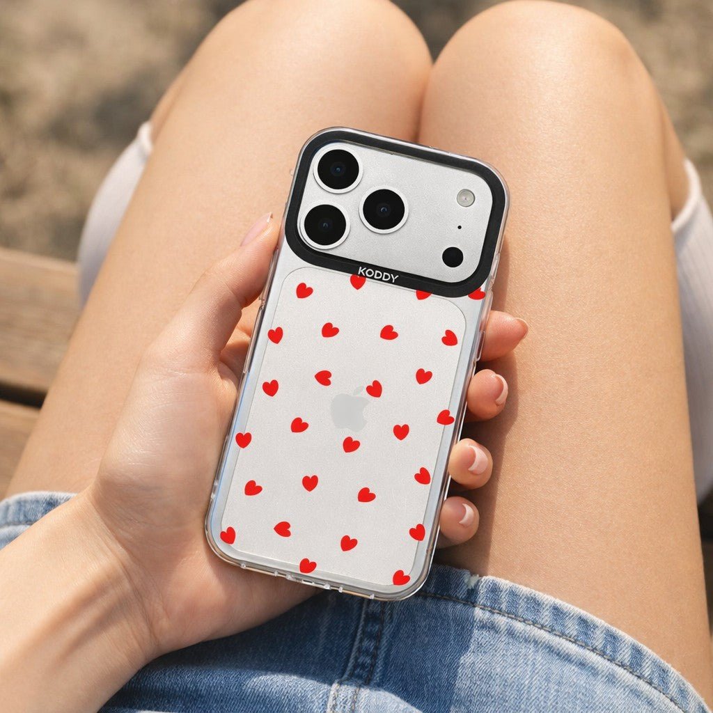 Tiny Red Hearts Clear iPhone Case - KODDY aesthetic iphone case UK