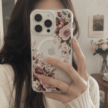 Vintage Pink Rose Floral Clear Phone Case-KODDY aesthetic iphone case UK