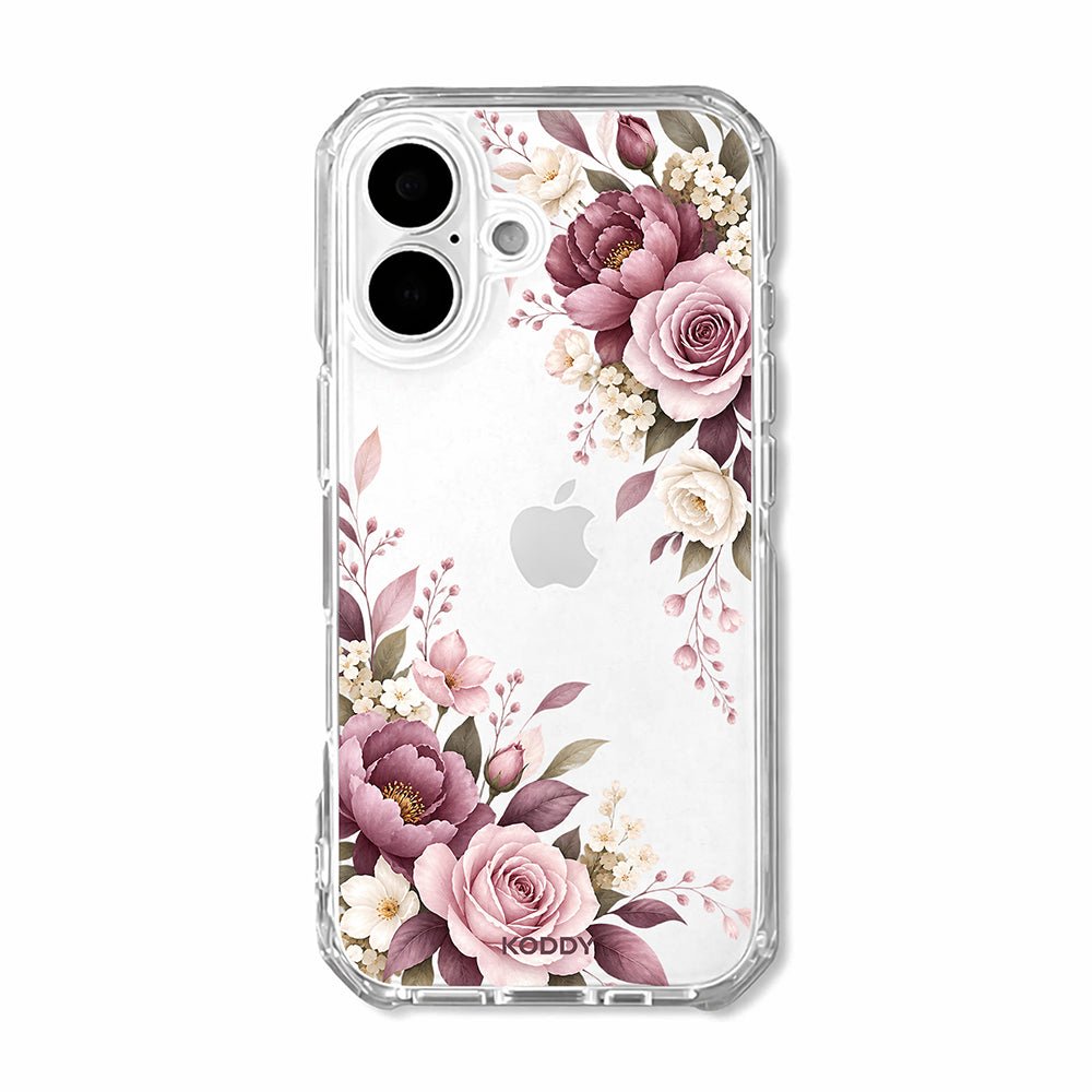 Vintage Pink Rose Floral Clear Phone Case