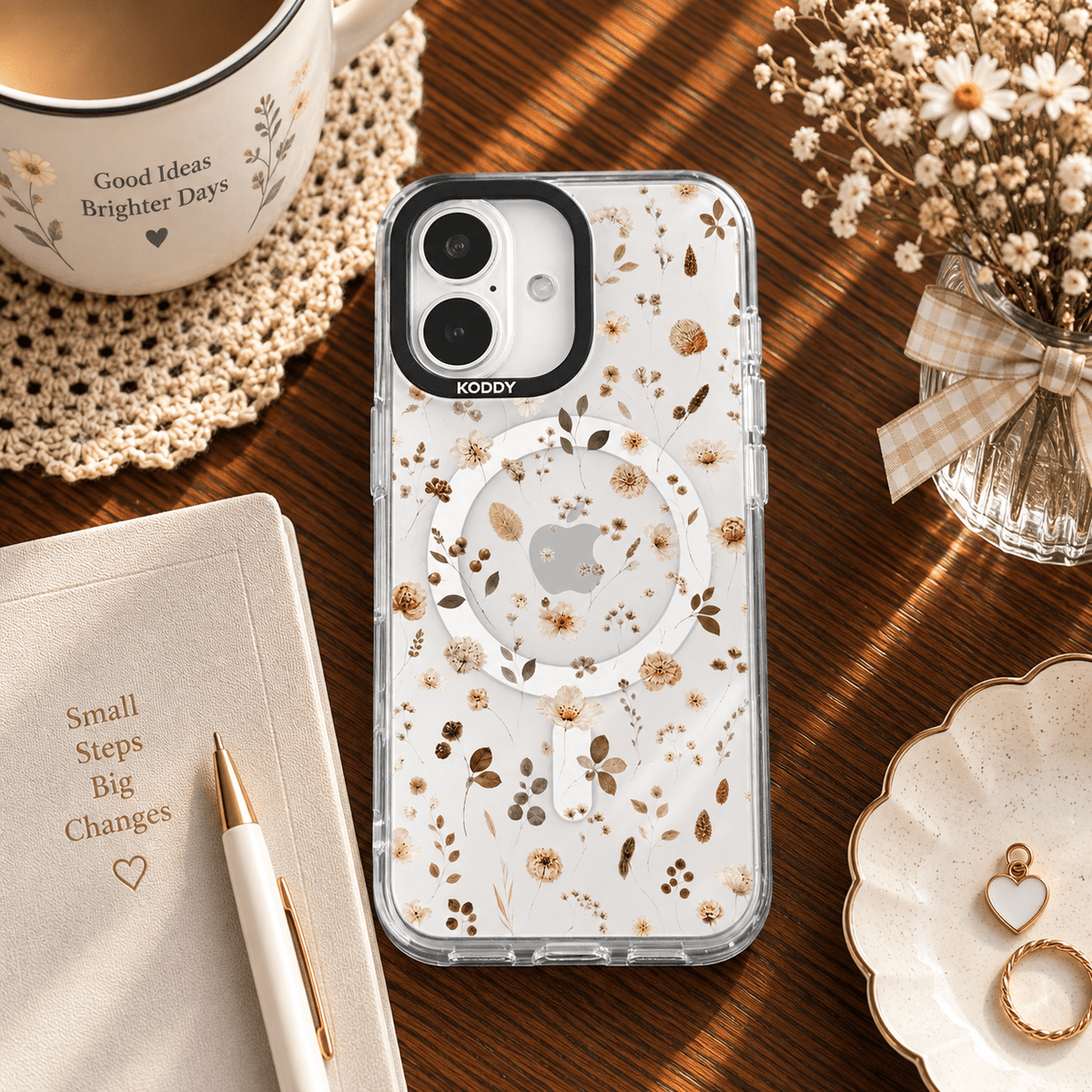 Vintage Pressed Wildflower Clear iPhone Case-KODDY aesthetic iphone case UK