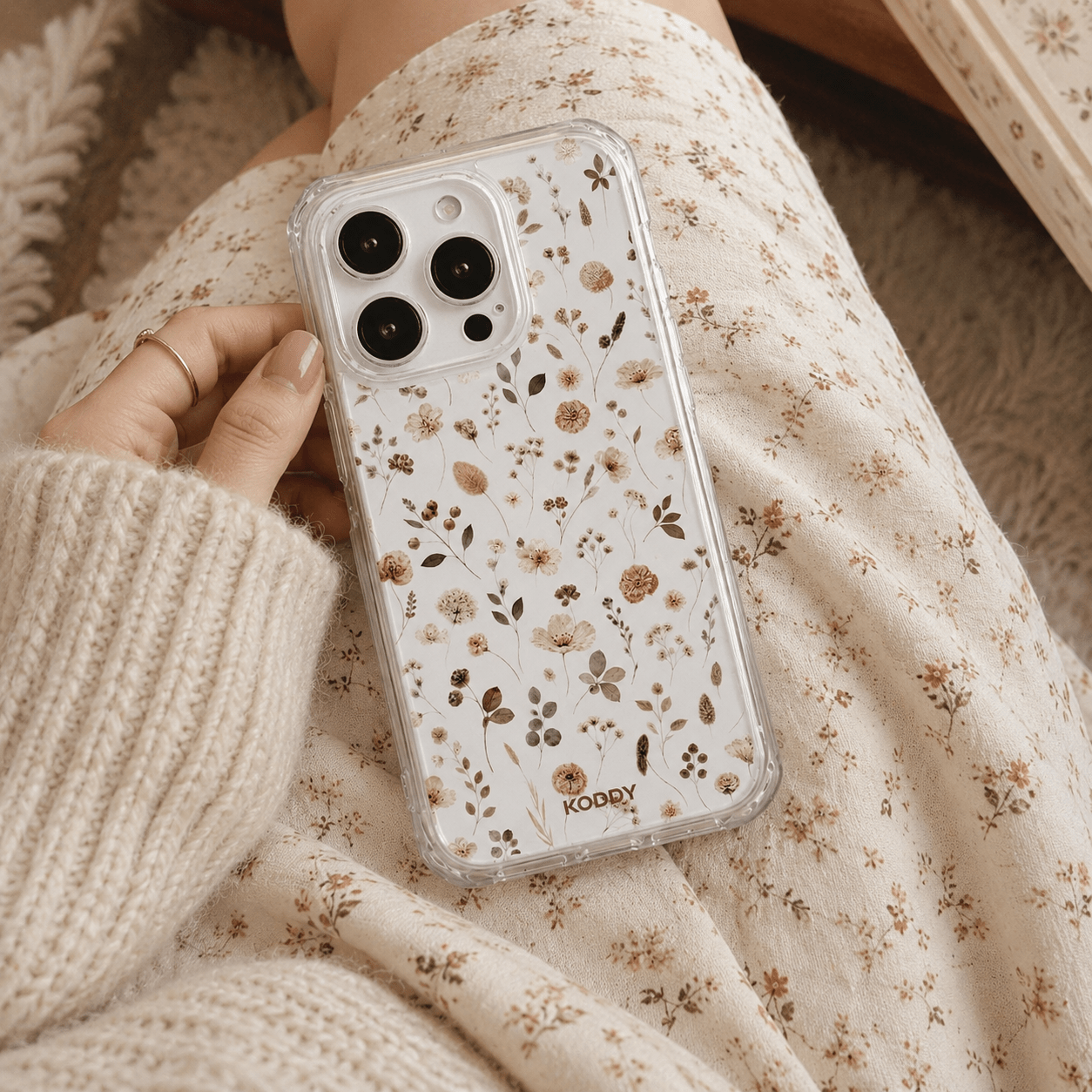 Vintage Pressed Wildflower Clear Phone Case-KODDY aesthetic iphone case UK