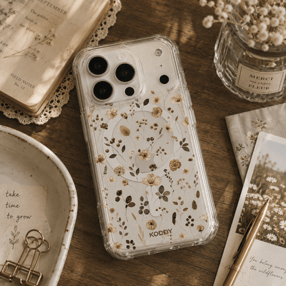 Vintage Pressed Wildflower Clear Phone Case-KODDY aesthetic iphone case UK