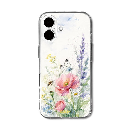 Watercolor Wildflower Garden Clear Phone Case