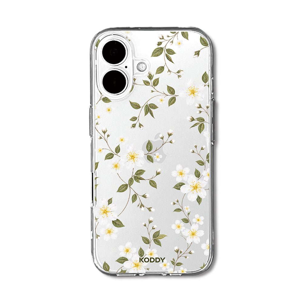 White Wildflower Botanical Clear Phone Case