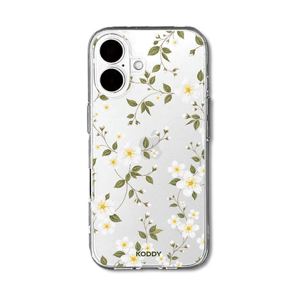 White Wildflower Botanical Clear Phone Case