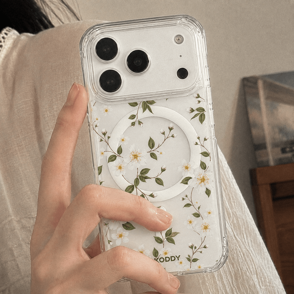 White Wildflower Botanical Clear Phone Case-KODDY aesthetic iphone case UK