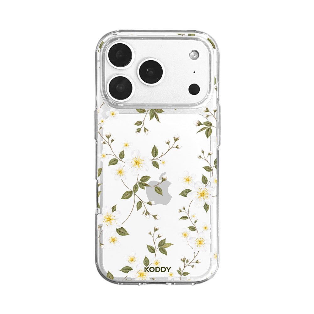 White Wildflower Botanical Clear Phone Case