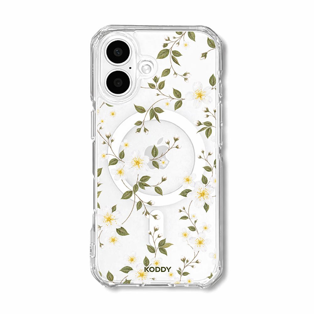 White Wildflower Botanical Clear Phone Case