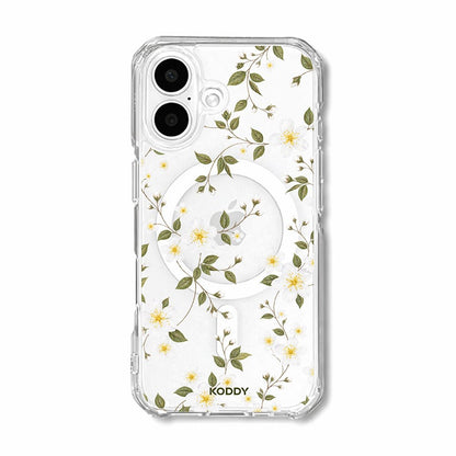 White Wildflower Botanical Clear Phone Case