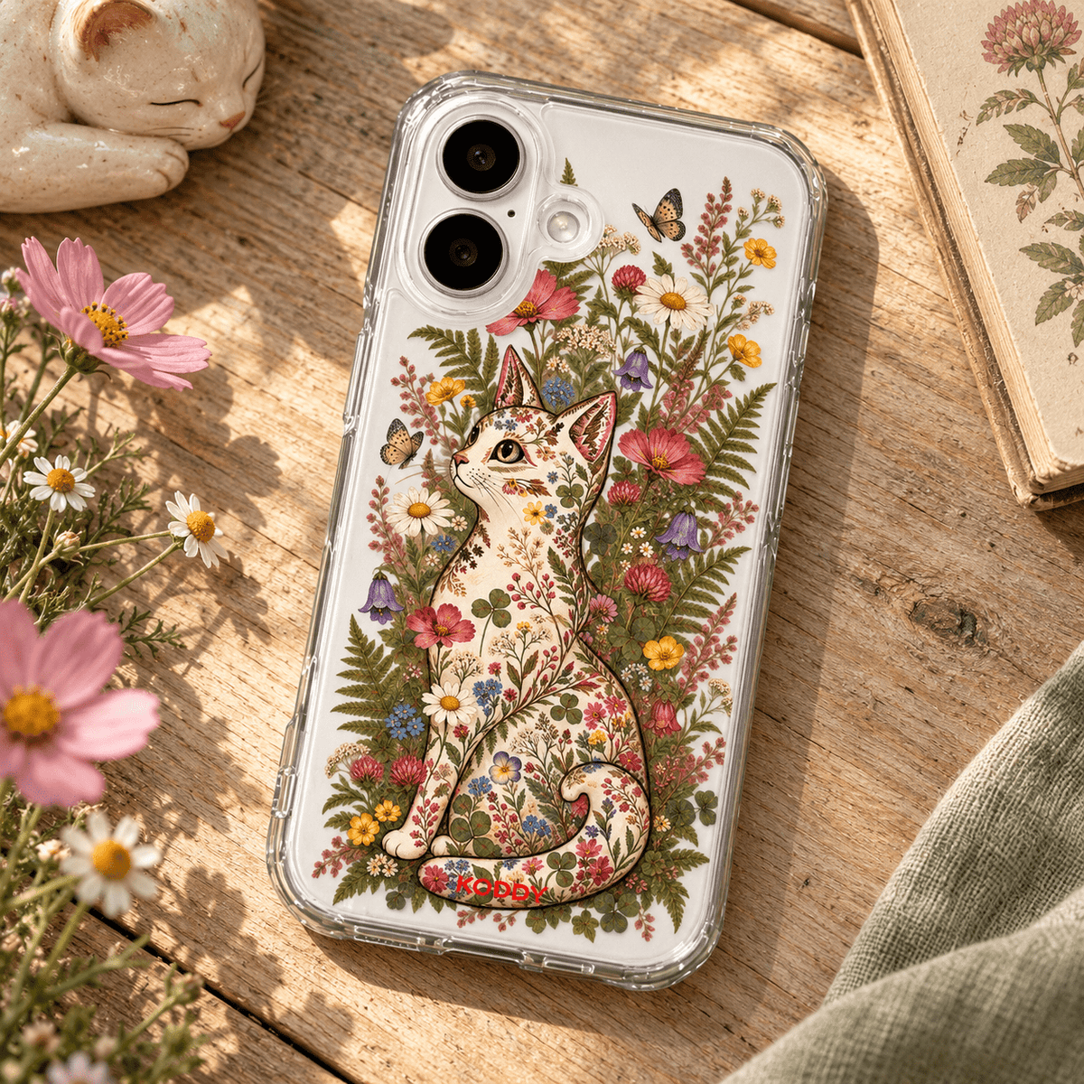 Wildflower Cat Aesthetic Phone Case-KODDY aesthetic iphone case UK