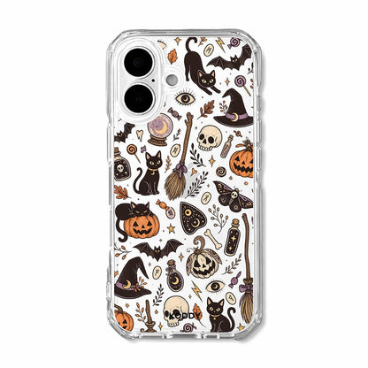 Witchy Black Cat Halloween Clear Phone Case
