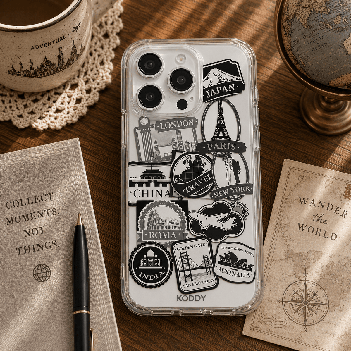 World Travel Stickers Phone Case-KODDY aesthetic iphone case UK