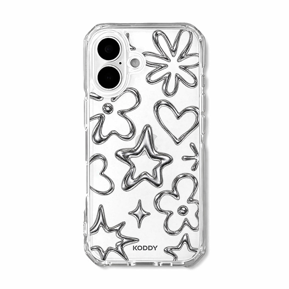 Y2K Chrome Aesthetic Clear Phone Case