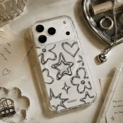 Y2K Chrome Aesthetic Clear Phone Case-KODDY aesthetic iphone case UK