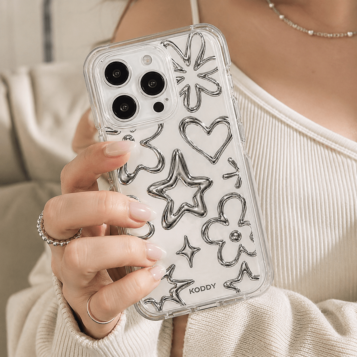 Y2K Chrome Aesthetic Clear Phone Case-KODDY aesthetic iphone case UK