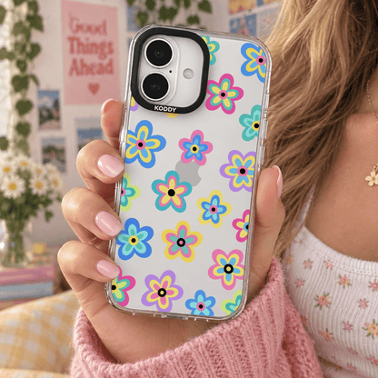 Y2K Colorful Daisy Flower Doodle Clear iPhone Case-KODDY aesthetic iphone case UK