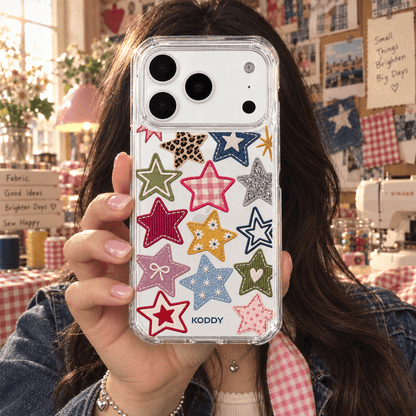 Y2K Patchwork Stars Aesthetic Phone Case-KODDY aesthetic iphone case UK