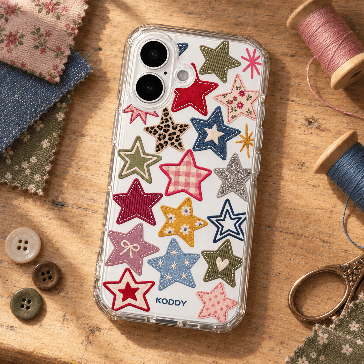 Y2K Patchwork Stars Aesthetic Phone Case-KODDY aesthetic iphone case UK