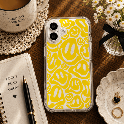 Yellow Groovy Smiley Face Phone Case-KODDY aesthetic iphone case UK